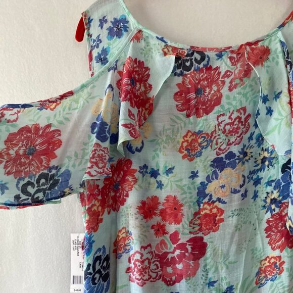 NWT Zac & Rachel Size 2X Cold Shoulder Floral Top - Picture 10 of 16